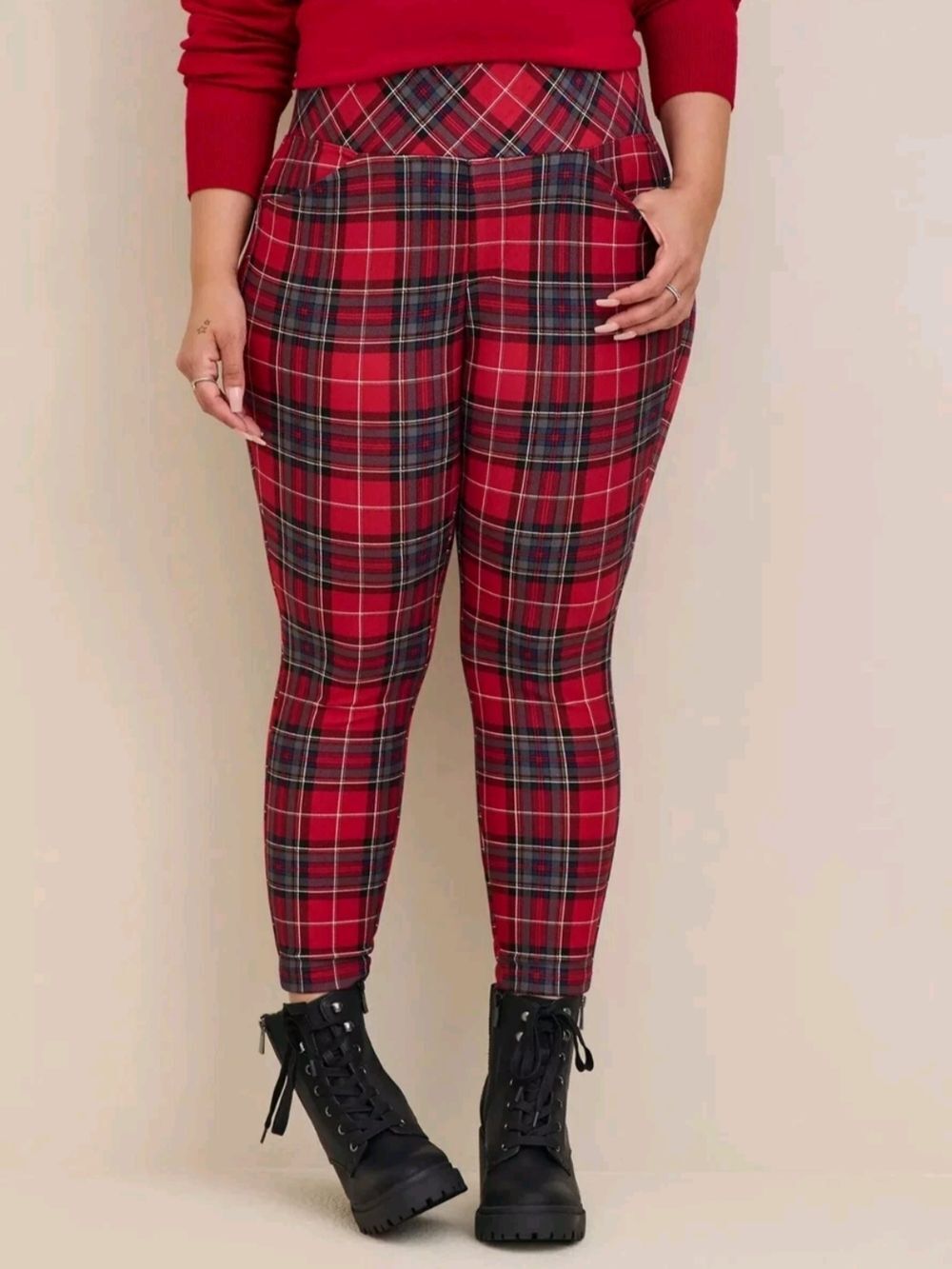 Torrid Womens Red Pocket Pixie Skinny Studio Luxe Ponte High Rise Pants Size 00R
